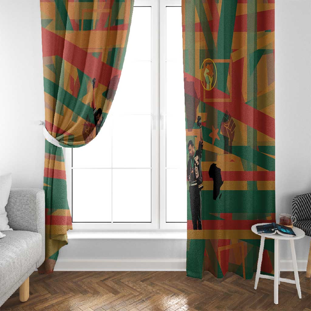 African American 1968 Window Curtain Black Power Fists of Freedom