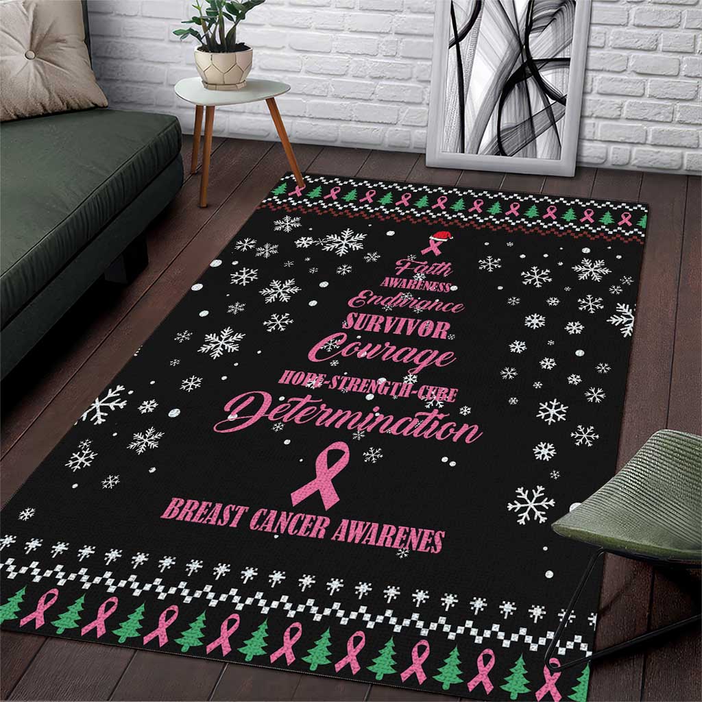 Christmas Tree Breast Cancer Afro Area Rug Survivor African