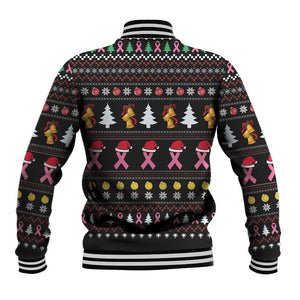 Christmas Tree Breast Cancer Afro Baseball Jacket Survivor African
