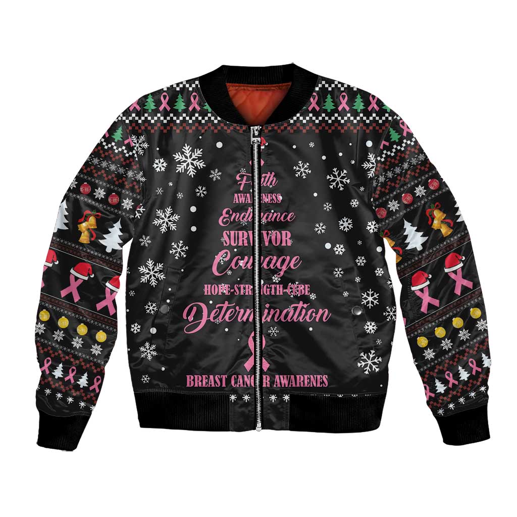 Christmas Tree Breast Cancer Afro Bomber Jacket Survivor African