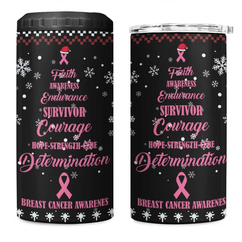 Christmas Tree Breast Cancer Afro 4 in 1 Can Cooler Tumbler Survivor African