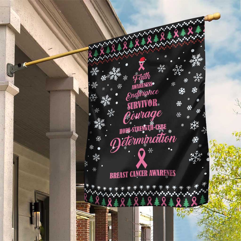 Christmas Tree Breast Cancer Afro Garden Flag Survivor African