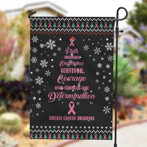 Christmas Tree Breast Cancer Afro Garden Flag Survivor African