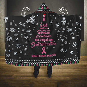 Christmas Tree Breast Cancer Afro Hooded Blanket Survivor African