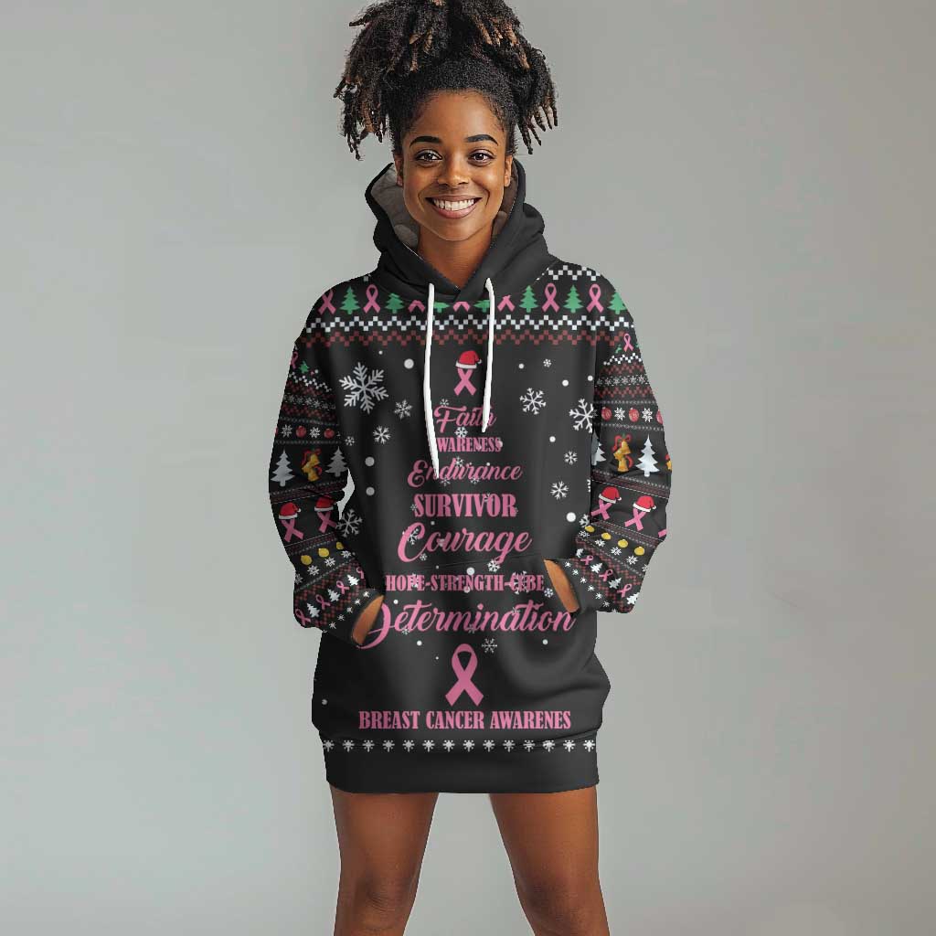 Christmas Tree Breast Cancer Afro Hoodie Dress Survivor African