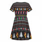 Christmas Tree Breast Cancer Afro Kid Short Sleeve Dress Survivor African