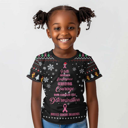 Christmas Tree Breast Cancer Afro Kid T shirt Survivor African