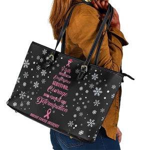 Christmas Tree Breast Cancer Afro Leather Tote Bag Survivor African