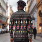Christmas Tree Breast Cancer Afro Long Sleeve Button Shirt Survivor African