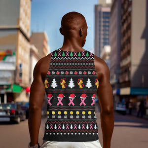 Christmas Tree Breast Cancer Afro Men Tank Top Survivor African