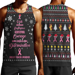 Christmas Tree Breast Cancer Afro Men Tank Top Survivor African