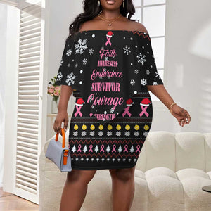 Christmas Tree Breast Cancer Afro Off Shoulder Short Dress Survivor African