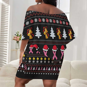 Christmas Tree Breast Cancer Afro Off Shoulder Short Dress Survivor African