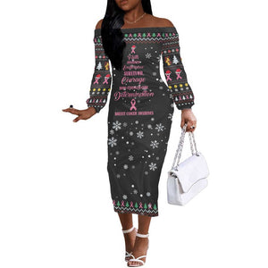 Christmas Tree Breast Cancer Afro Off The Shoulder Long Sleeve Dress Survivor African