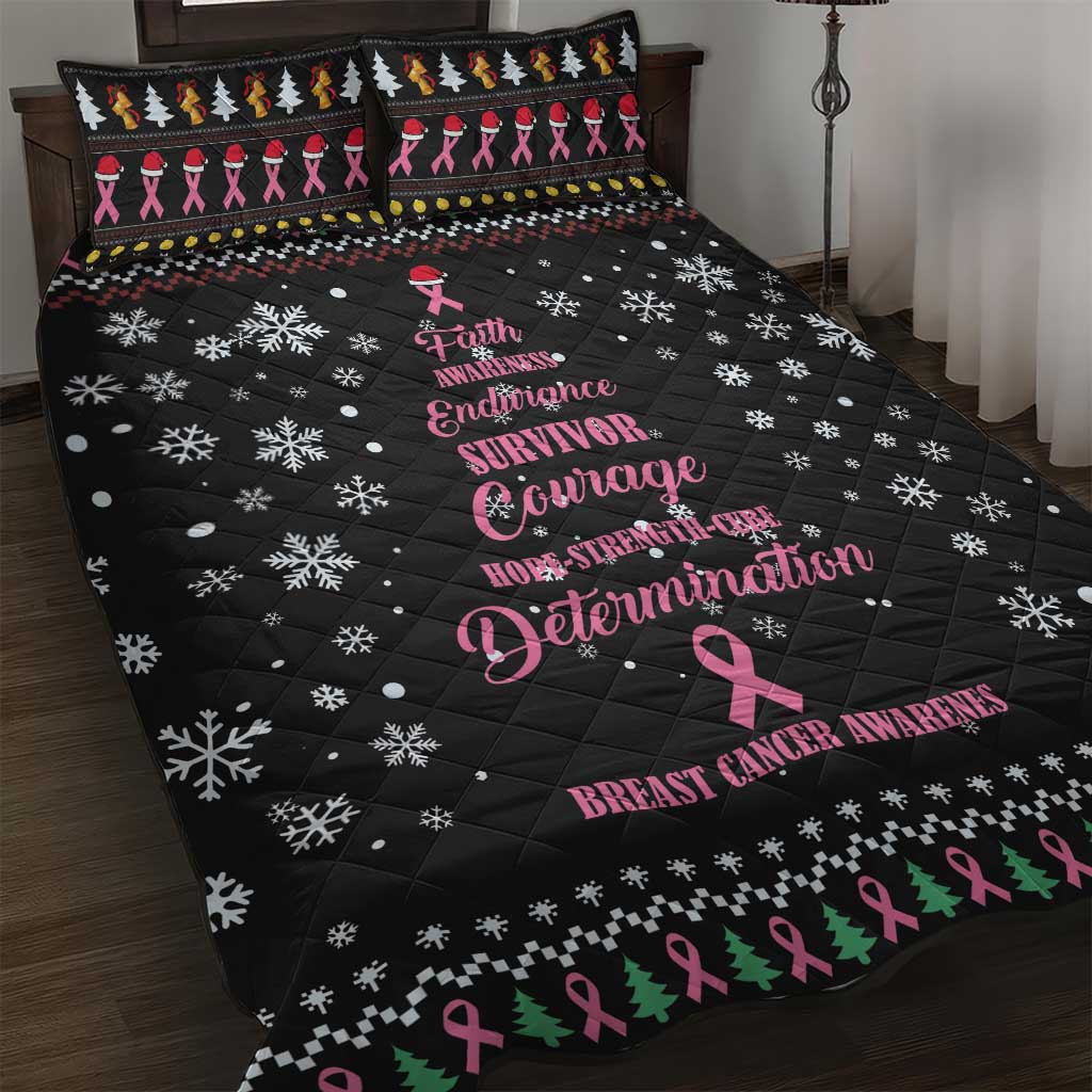 Christmas Tree Breast Cancer Afro Quilt Bed Set Survivor African