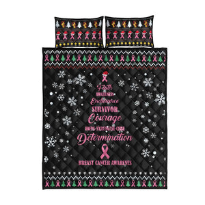 Christmas Tree Breast Cancer Afro Quilt Bed Set Survivor African