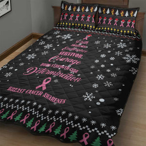 Christmas Tree Breast Cancer Afro Quilt Bed Set Survivor African