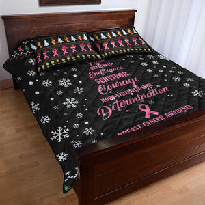 Christmas Tree Breast Cancer Afro Quilt Bed Set Survivor African