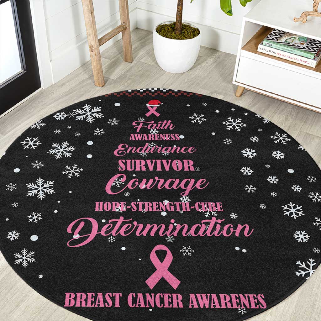 Christmas Tree Breast Cancer Afro Round Carpet Survivor African