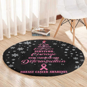 Christmas Tree Breast Cancer Afro Round Carpet Survivor African