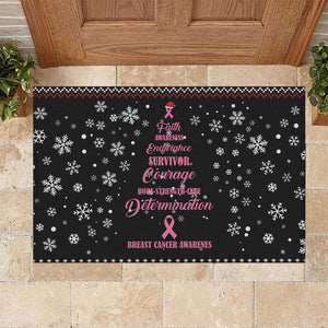 Christmas Tree Breast Cancer Afro Rubber Doormat Survivor African