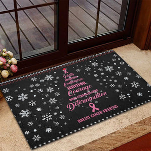 Christmas Tree Breast Cancer Afro Rubber Doormat Survivor African