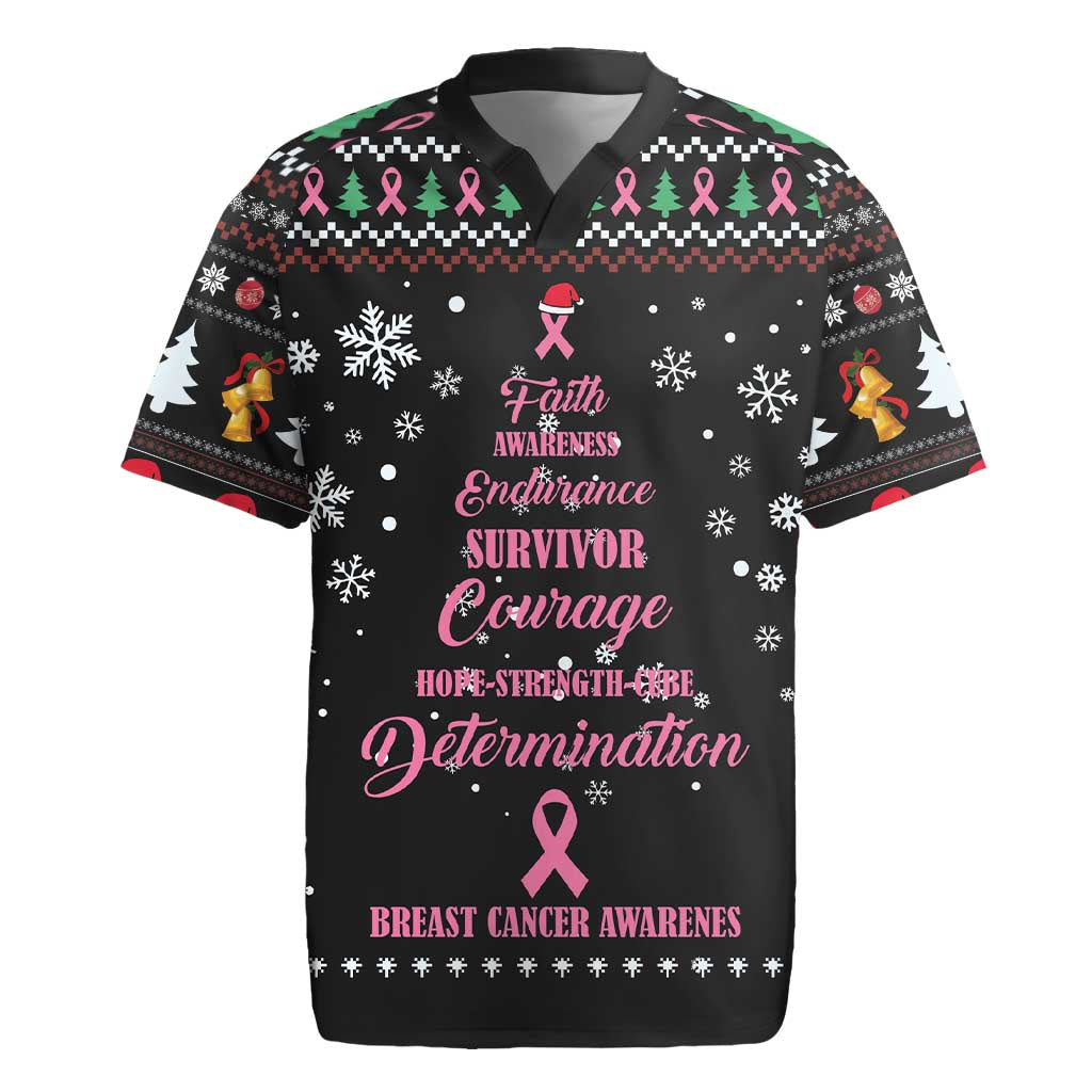 Christmas Tree Breast Cancer Afro Rugby Jersey Survivor African