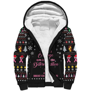 Christmas Tree Breast Cancer Afro Sherpa Hoodie Survivor African