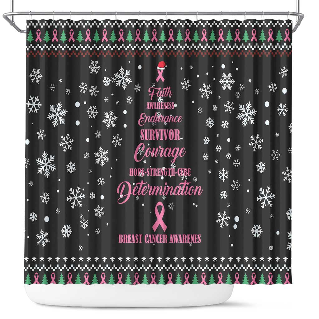 Christmas Tree Breast Cancer Afro Shower Curtain Survivor African