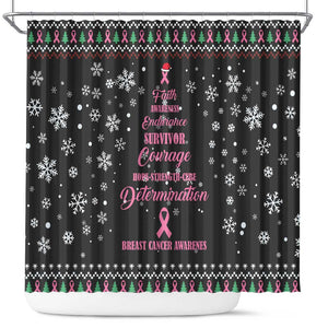 Christmas Tree Breast Cancer Afro Shower Curtain Survivor African