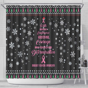 Christmas Tree Breast Cancer Afro Shower Curtain Survivor African