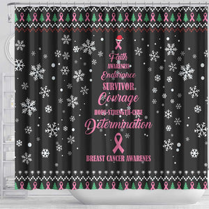 Christmas Tree Breast Cancer Afro Shower Curtain Survivor African