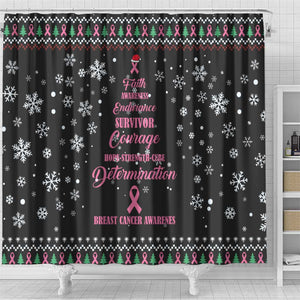 Christmas Tree Breast Cancer Afro Shower Curtain Survivor African