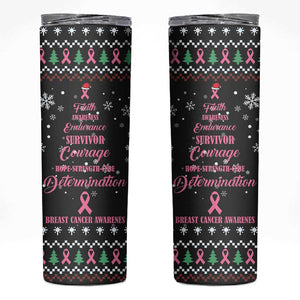 Christmas Tree Breast Cancer Afro Skinny Tumbler Survivor African