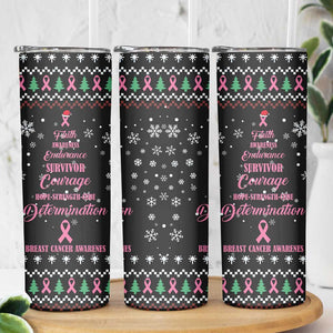 Christmas Tree Breast Cancer Afro Skinny Tumbler Survivor African