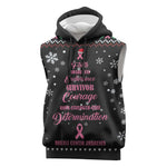 Christmas Tree Breast Cancer Afro Sleeveless Hoodie Survivor African - African Pride