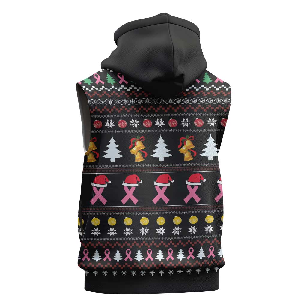 Christmas Tree Breast Cancer Afro Sleeveless Zip Hoodie Survivor African - African Pride
