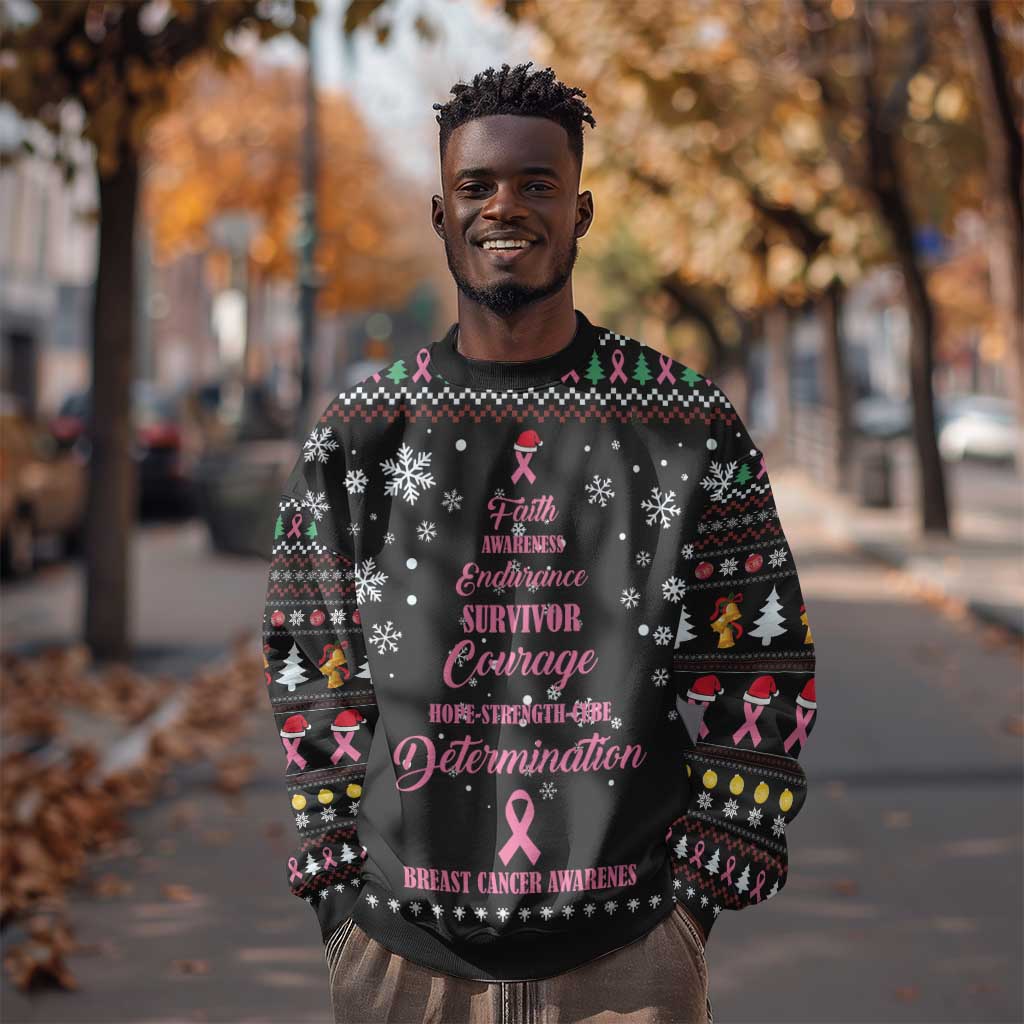 Christmas Tree Breast Cancer Afro Sweatshirt Survivor African