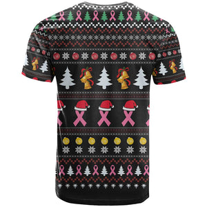Christmas Tree Breast Cancer Afro T shirt Survivor African