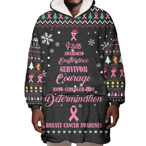 Christmas Tree Breast Cancer Afro Wearable Blanket Hoodie Survivor African