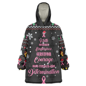 Christmas Tree Breast Cancer Afro Wearable Blanket Hoodie Survivor African