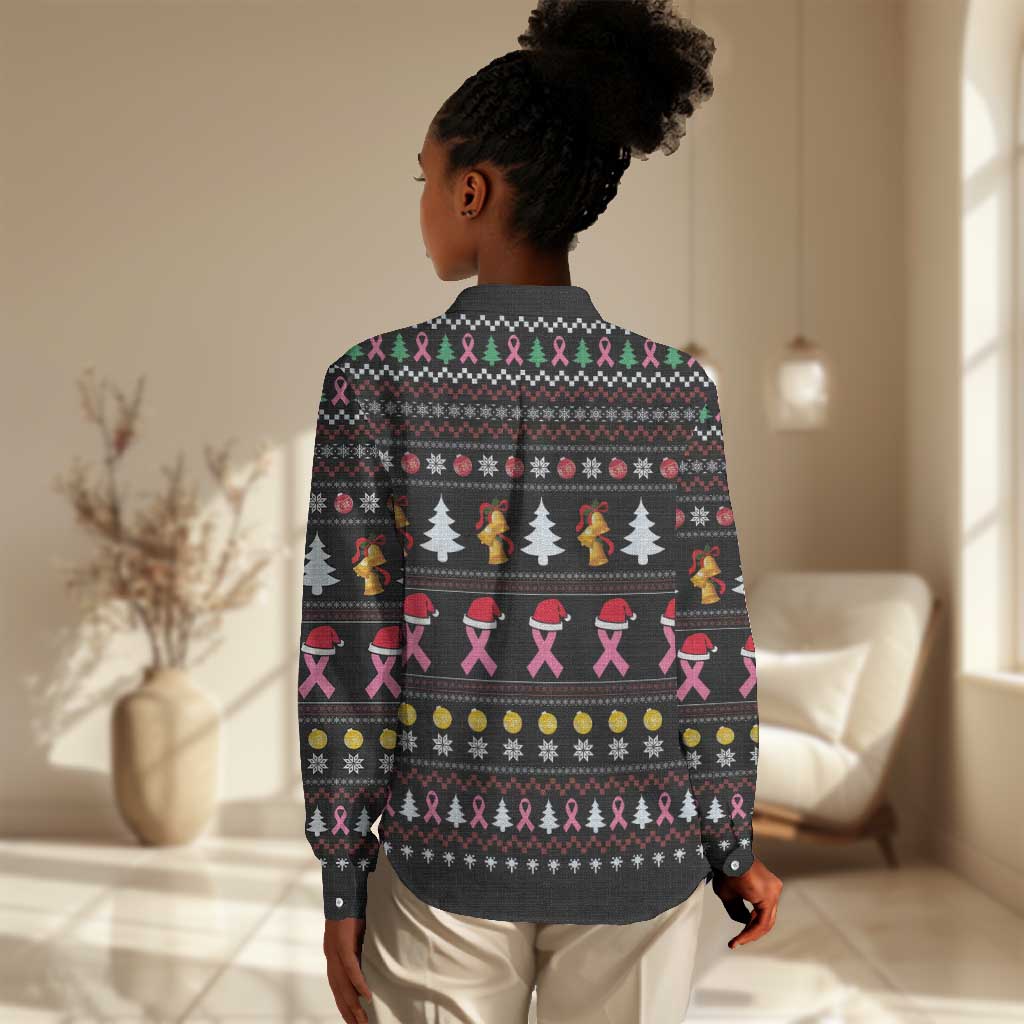 Christmas Tree Breast Cancer Afro Women Casual Shirt Survivor African DT03