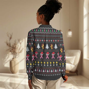 Christmas Tree Breast Cancer Afro Women Casual Shirt Survivor African