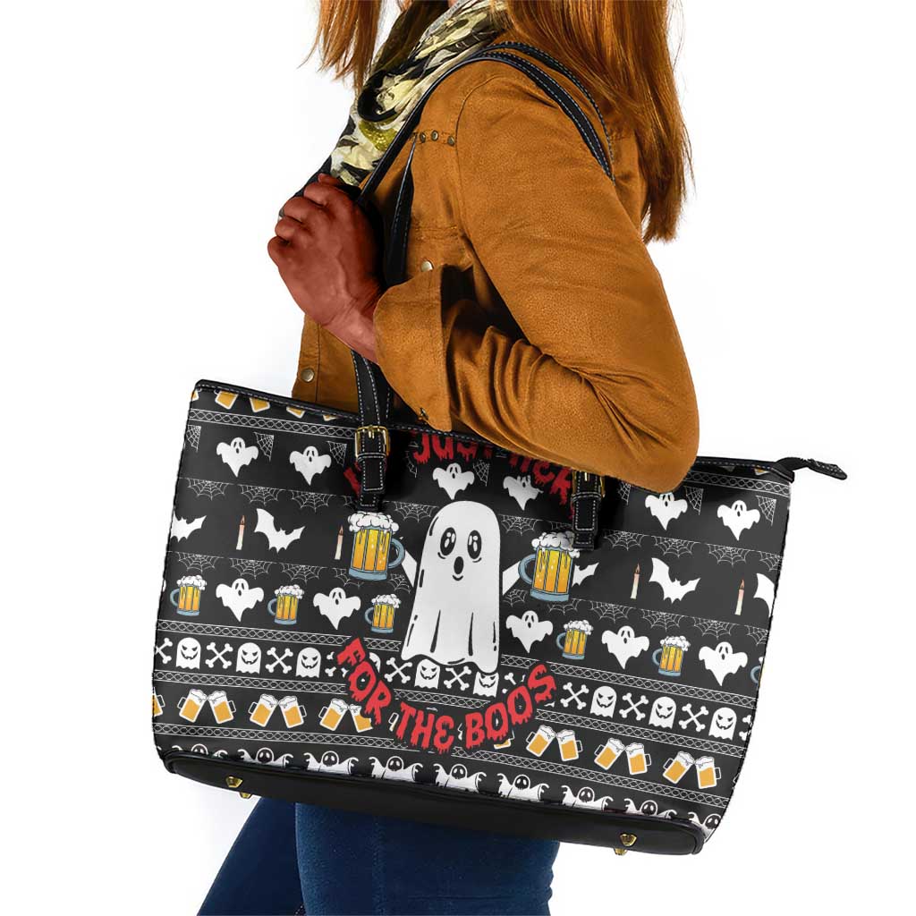 Christmas Africa Boo Beer Leather Tote Bag I'm Just Here For The Boss