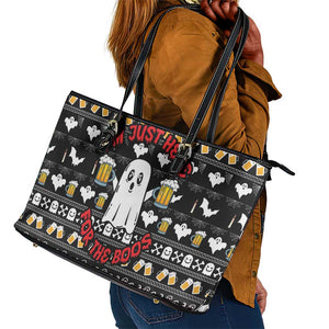 Christmas Africa Boo Beer Leather Tote Bag I'm Just Here For The Boss