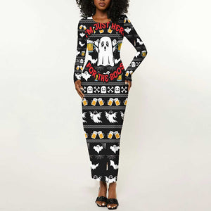 Christmas Africa Boo Beer Long Sleeve Bodycon Dress I'm Just Here For The Boss