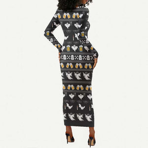 Christmas Africa Boo Beer Long Sleeve Bodycon Dress I'm Just Here For The Boss