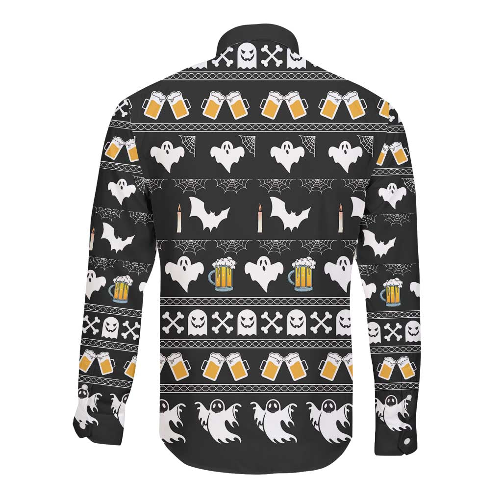 Christmas Africa Boo Beer Long Sleeve Button Shirt I'm Just Here For The Boss