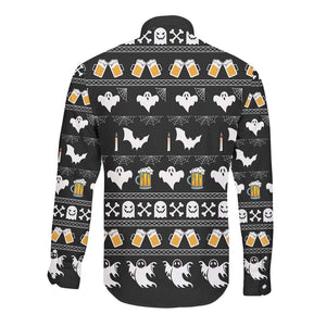 Christmas Africa Boo Beer Long Sleeve Button Shirt I'm Just Here For The Boss