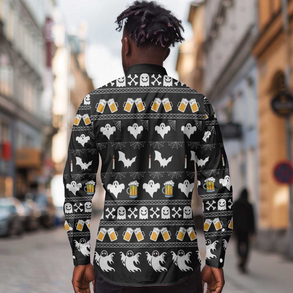 Christmas Africa Boo Beer Long Sleeve Button Shirt I'm Just Here For The Boss